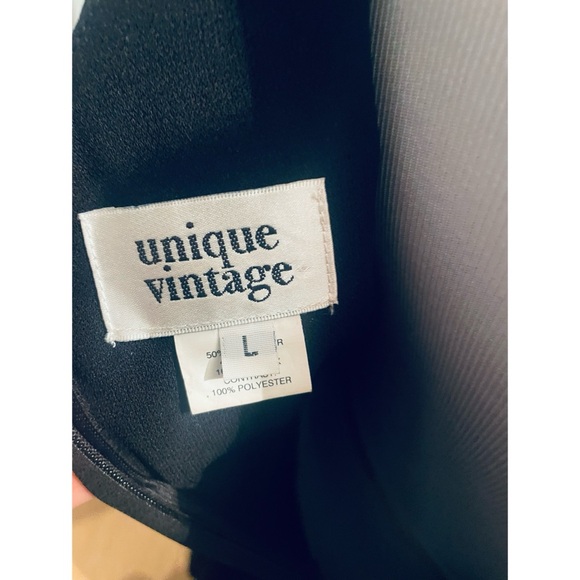 Unique Vintage black and cream dress size Large Medium - Picture 7 of 8